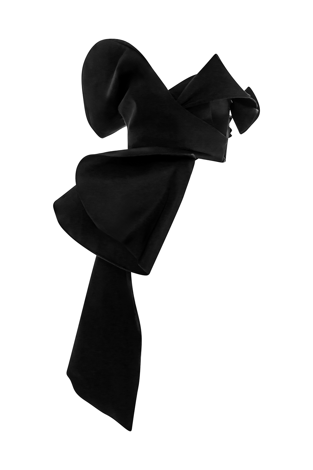 Asymmetrical Black Top with Cascading Ruffles The Sculpted Orchid top features an asymmetrical neckline and cascading ruffles, adding drama and movement to your look.