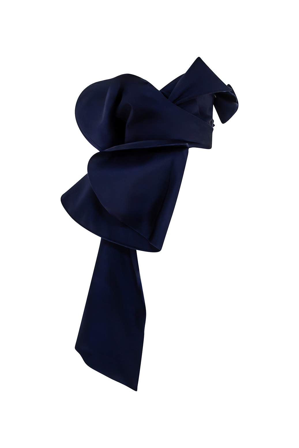 Asymmetrical Navy Blue Top with Cascading Ruffles The Sculpted Orchid top features an asymmetrical neckline and cascading ruffles, adding drama and movement to your look.